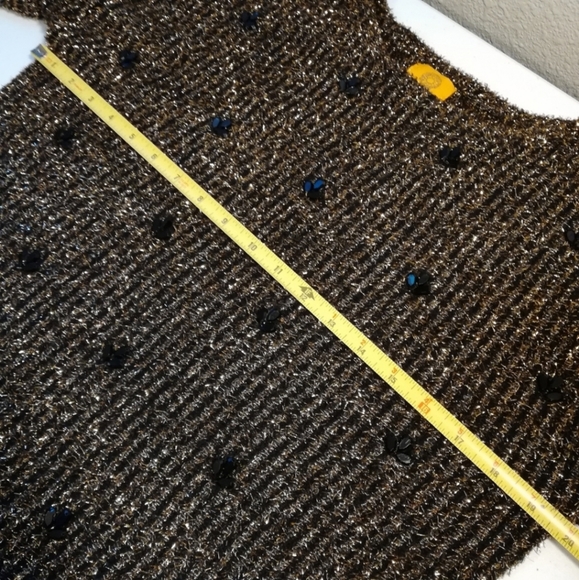 Ruby Rd Embellished Brown and Gold Metallic Pullover Sweater Petite Large - Picture 10 of 12